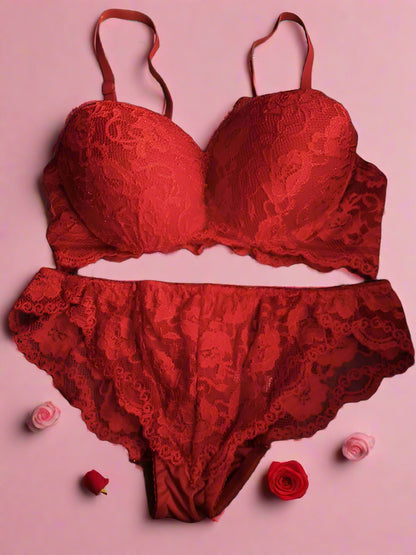 Sufiyana Ámour's Sexy Maroon Floral Lace Honeymoon Lingerie Set