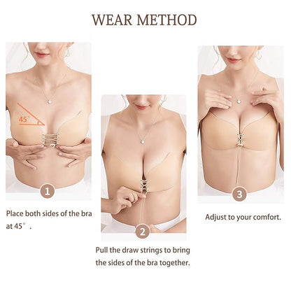 Sufiyana Ámour's Black and Nude Stick-On Push-Up Silicone Bra Set