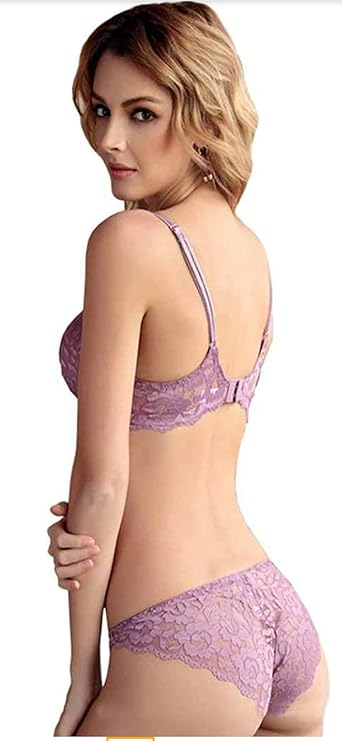 Sufiyana Ámour's Sexy Light Purple Floral Lace Lingerie Set