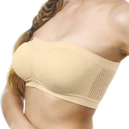 Sufiyana Ámour's Beige Nylon Spandex Bandeau Bra