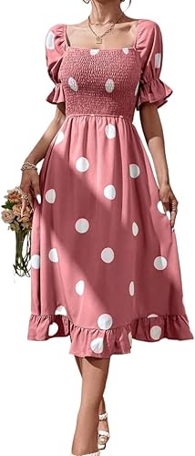 Sufiyana Ámour's Dusty Pink Polka Dot Crepe Midi Dress for Women