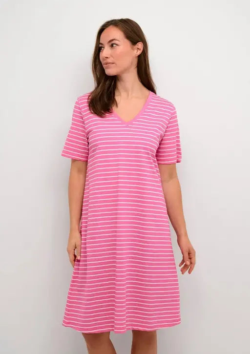 Sufiyana Ámour's Pink Striped Cotton Blend Dress for Females