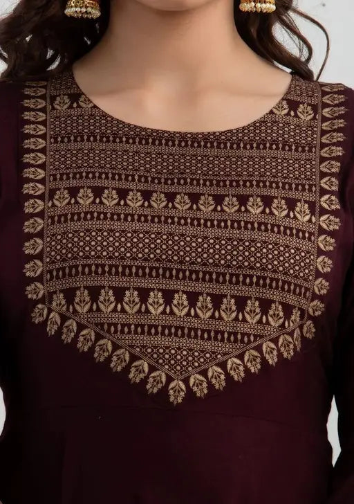 Sufiyana Ámour's Maroon Printed Flared Kurta for Females