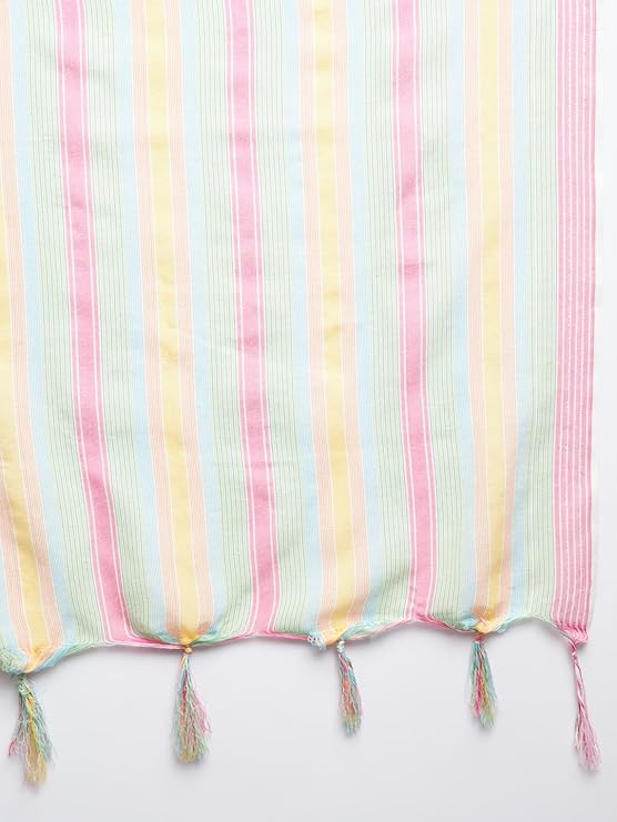 Sufiyana Ámour's Pink Striped Kurti With Dupatta And Trouser