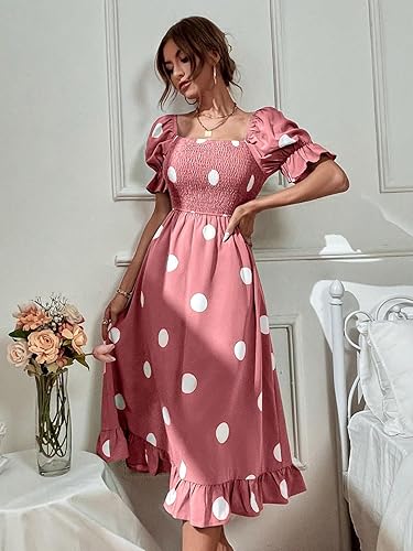 Sufiyana Ámour's Dusty Pink Polka Dot Crepe Midi Dress for Women