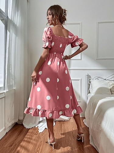 Sufiyana Ámour's Dusty Pink Polka Dot Crepe Midi Dress for Women