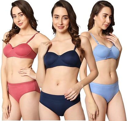 Sufiyana Ámour's Sexy Maroon, Navy Blue, and Light Blue Lingerie Set