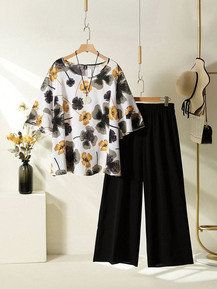 Sufiyana Ámour's White with Multicolored Floral Stylish Pant With Top Set For Women