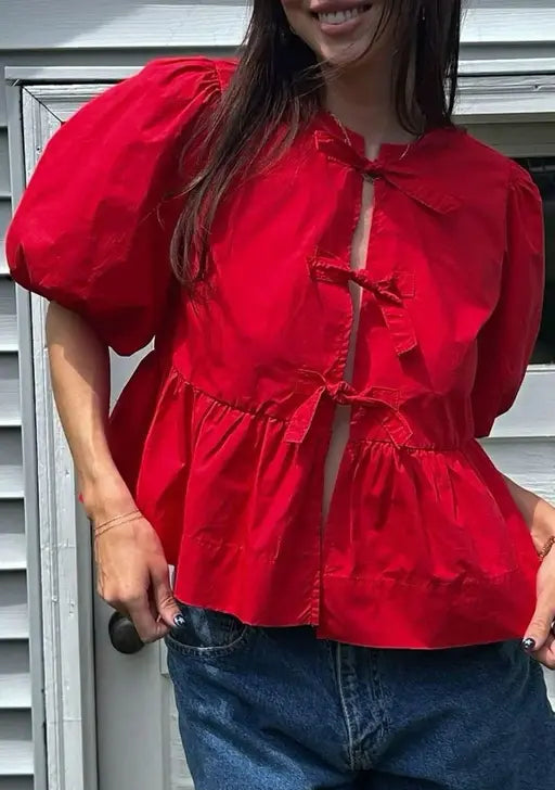 Sufiyana Ámour's Red Tie-Front Rayon Crop Top for Women