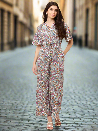 Sufiyana Ámour's Multicolored Crepe Jumpsuit for Females