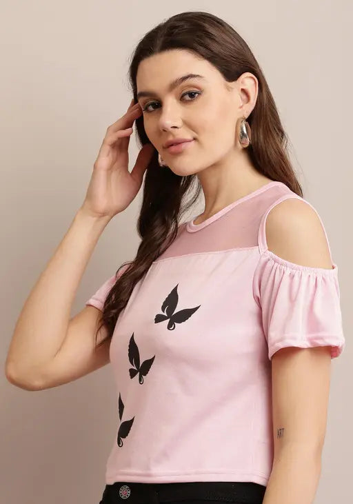 Sufiyana Ámour's Pink Cotton Blend Top for Females