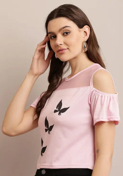 Sufiyana Ámour's Pink Cotton Blend Top for Females