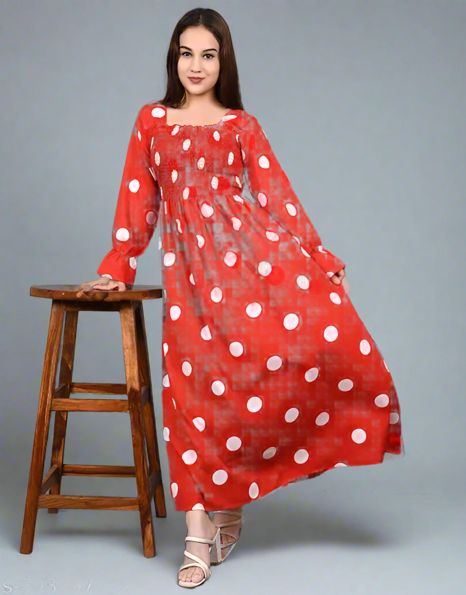 Sufiyana Ámour's Vibrant Red Crepe Gown for Females