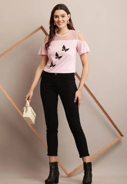 Sufiyana Ámour's Pink Cotton Blend Top for Females