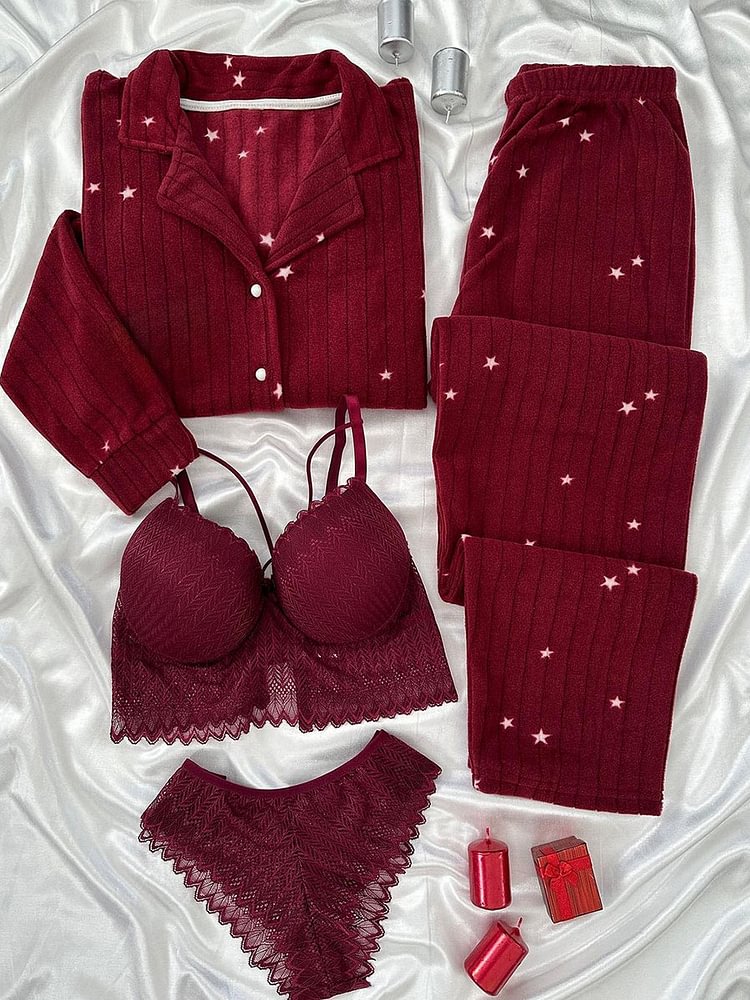 Sufiyana Ámour's Chic Coral Night Suit & Bra Panty Set Combo for Women