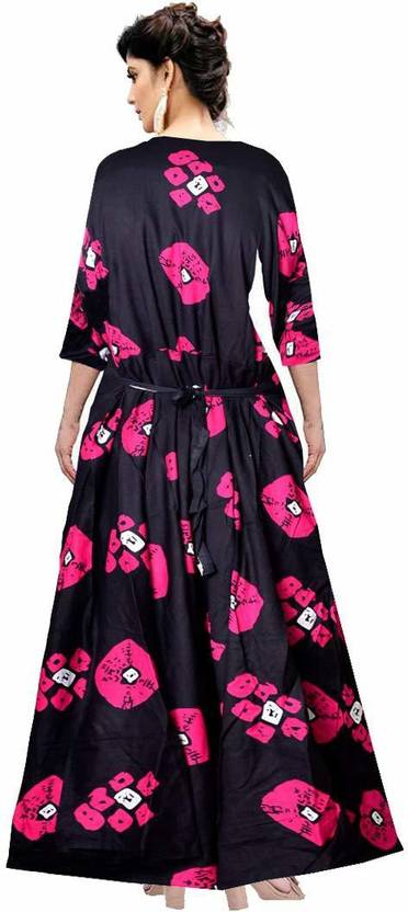 Sufiyana Ámour's Black Flower Print Anarkali Kurta for Females