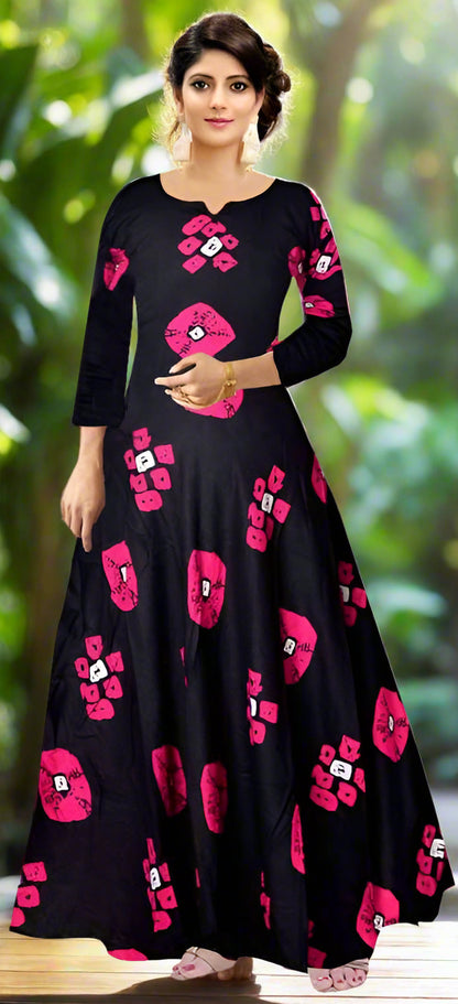 Sufiyana Ámour's Black Flower Print Anarkali Kurta for Females