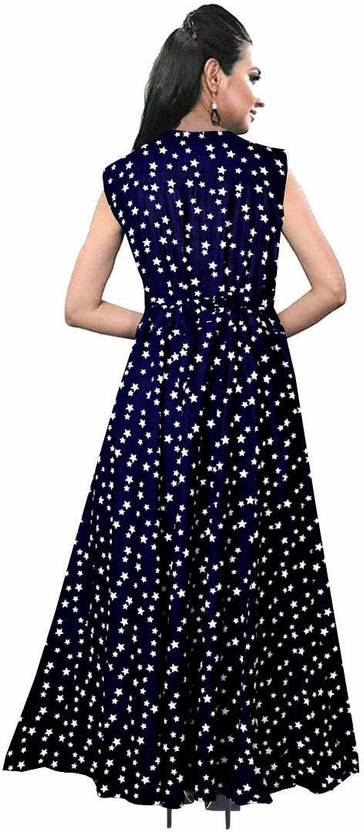 Sufiyana Ámour's Navy Blue Star Printed Long Anarkali Kurta for Females
