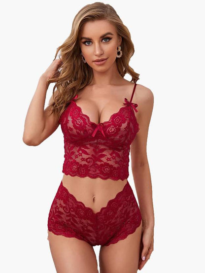 Sufiyana Ámour's Sexy Red Lace Push-Up Lingerie Set