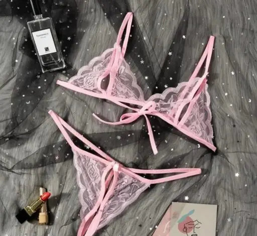 Sufiyana Ámour's Sexy Light Pink Lace Babydoll Lingerie Set