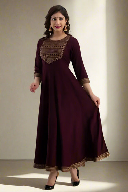 Sufiyana Ámour's Maroon Printed Flared Kurta for Females