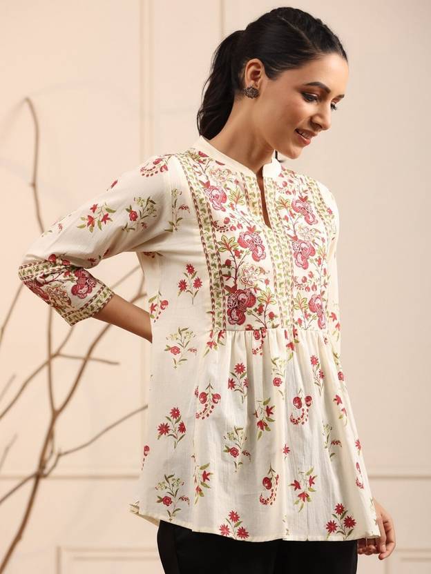 Sufiyana Ámour's White Viscose Rayon Peplum Top for Females