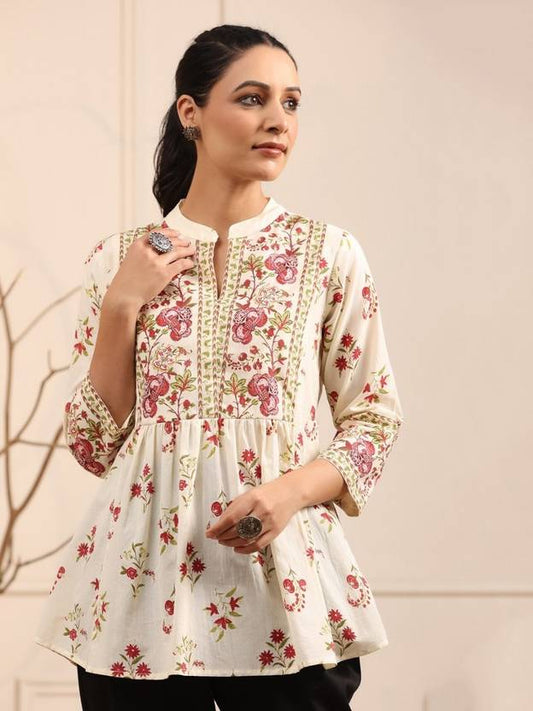 Sufiyana Ámour's White Viscose Rayon Peplum Top for Females