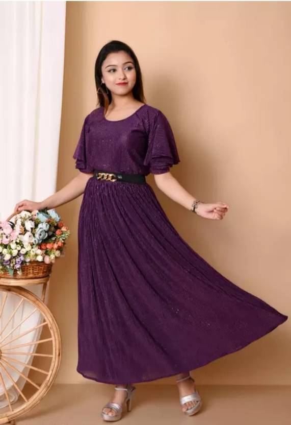 Sufiyana Ámour's Deep Purple Shimmer Silk Blend Gown for Women