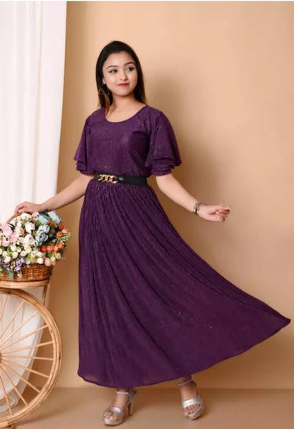 Sufiyana Ámour's Deep Purple Shimmer Silk Blend Gown for Women