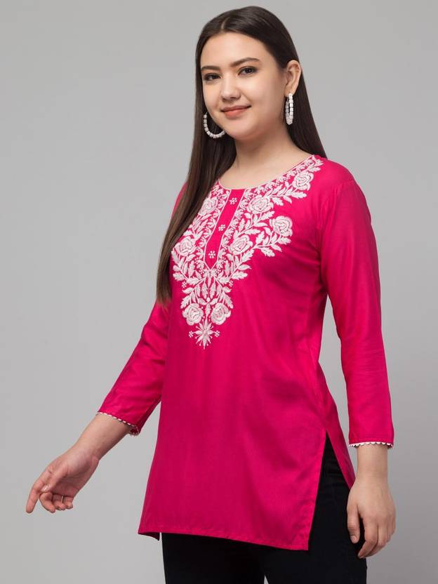 Sufiyana Ámour's Pink Rayon Short Kurti for Females