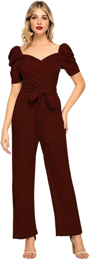Sufiyana Ámour's Rich Brown Two-Piece Polyester Jumpsuit