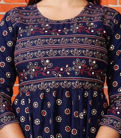 Sufiyana Ámour's Navy Blue Printed Anarkali Kurta for Females