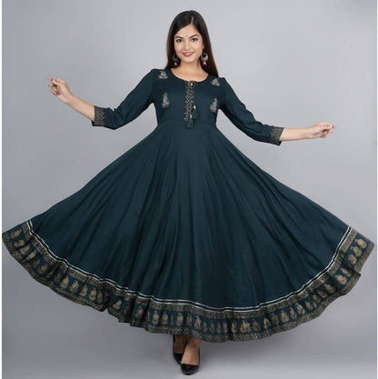 Sufiyana Ámour's Dark Teal Printed Flared Kurta for Females