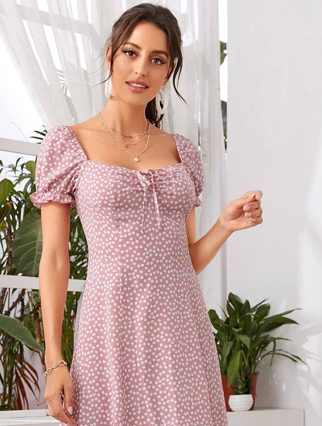 Sufiyana Ámour's Light Pink Polyester Drawstring Dress