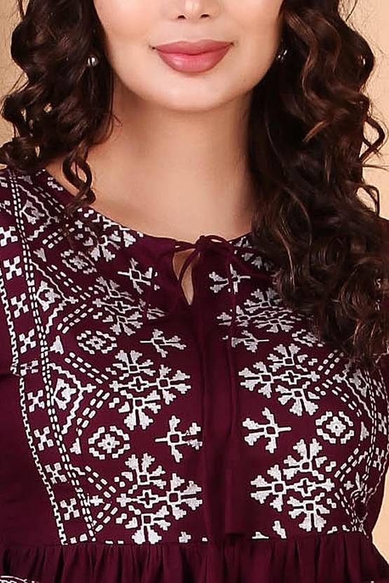 Sufiyana Ámour's Maroon Rayon Kurti Top for Females