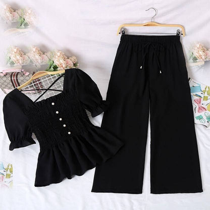 Sufiyana Ámour's Solid Crepe Crop Top Set