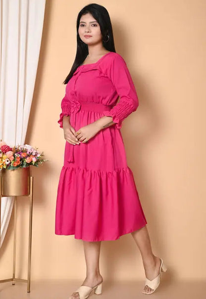 Sufiyana Ámour's Vibrant Pink Cotton Blend Dress