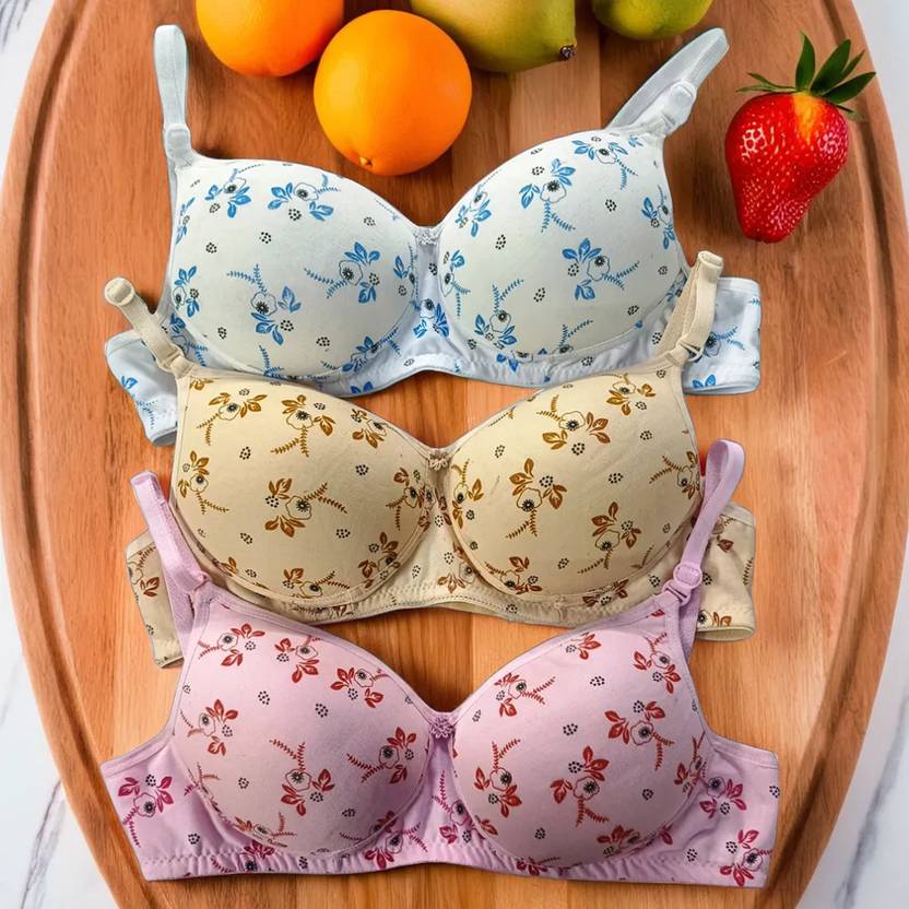 Sufiyana Ámour's Padded Bra Set in Light Blue, Beige, and Pink for Females