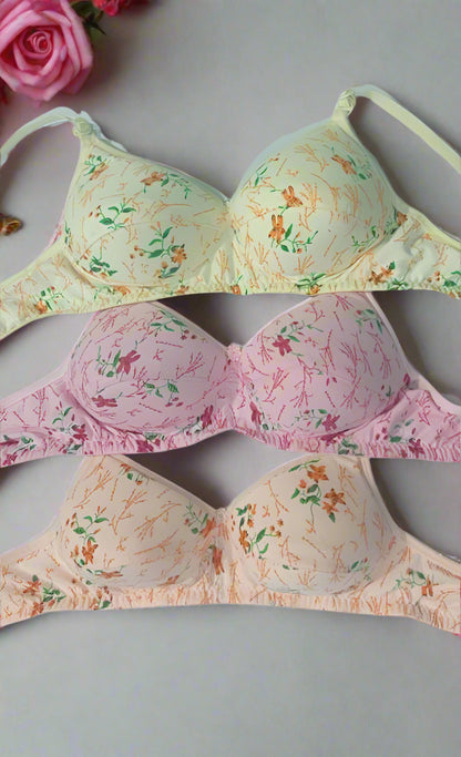 Sufiyana Ámour's Sexy Light Pink, Pale Yellow, and light Pink Floral Lingerie