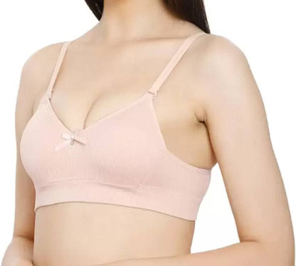 Sufiyana Ámour's Light Peach Ribbed Short Bralette
