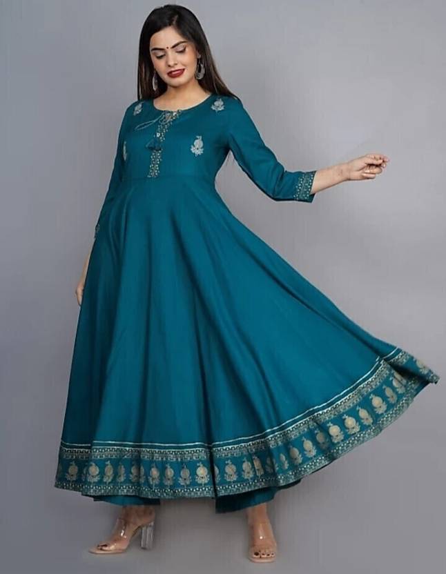 Sufiyana Ámour's Firoji Printed Viscose Rayon Gown Kurta for Females