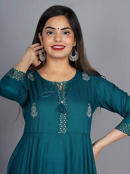 Sufiyana Ámour's Firoji Printed Viscose Rayon Gown Kurta for Females