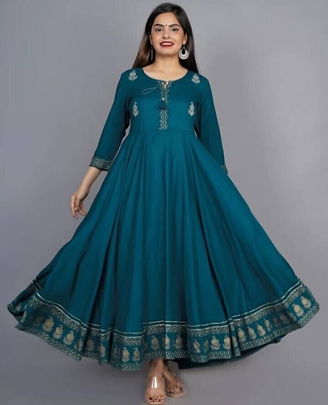 Sufiyana Ámour's Firoji Printed Viscose Rayon Gown Kurta for Females