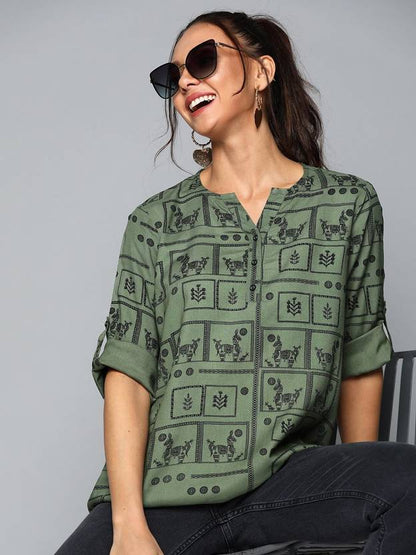Sufiyana Ámour's Green Viscose Rayon Top for Females