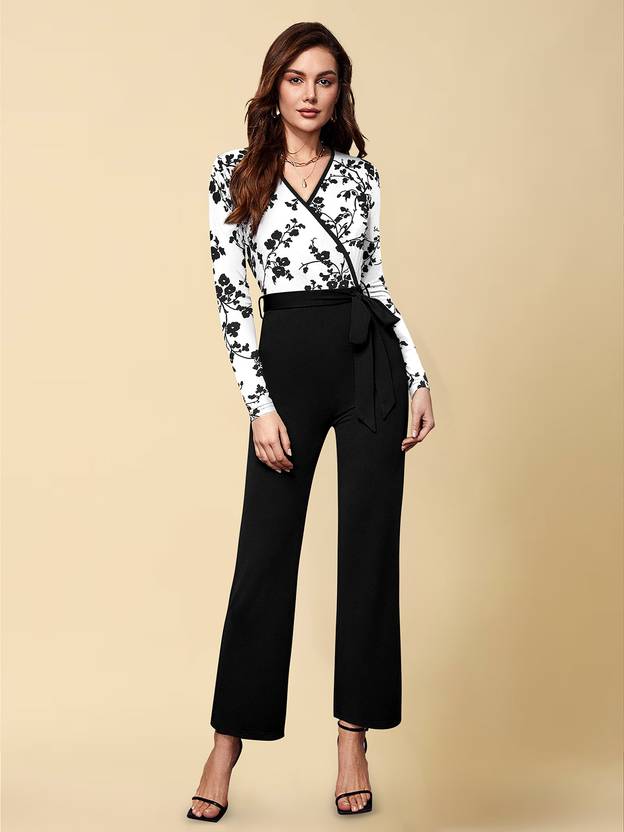 Sufiyana Ámour's Black and White Cotton Blend Jumpsuit