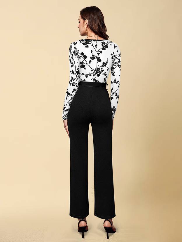 Sufiyana Ámour's Black and White Cotton Blend Jumpsuit