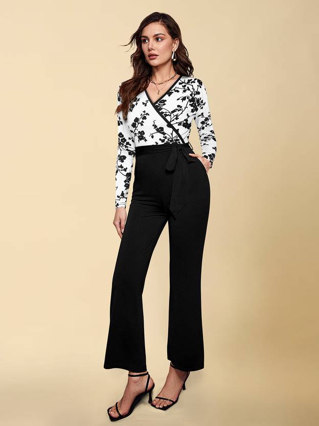Sufiyana Ámour's Black and White Cotton Blend Jumpsuit