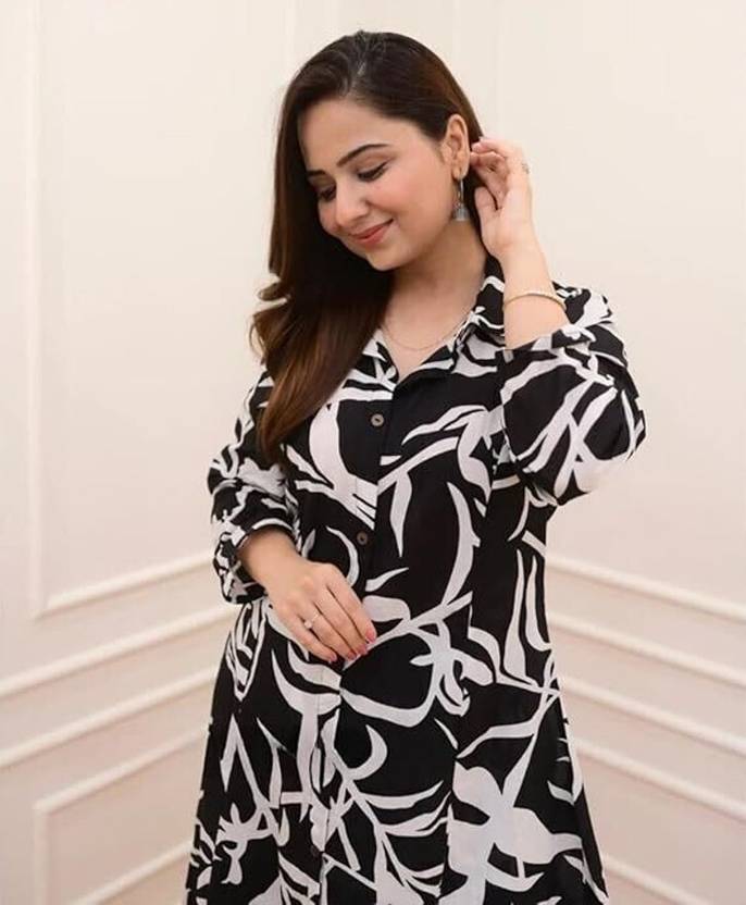 Sufiyana Ámour's Black and White Cotton Blend Kurta Set