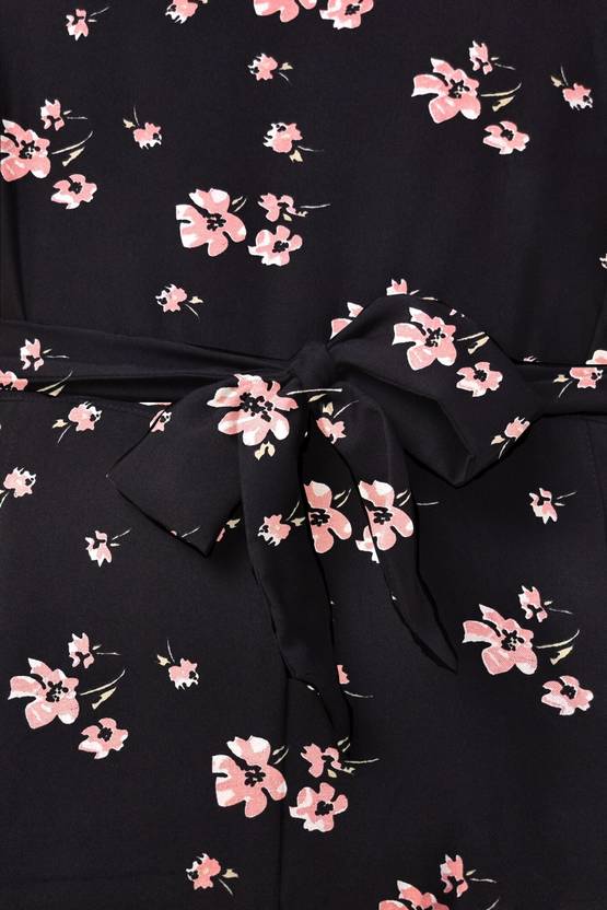 Sufiyana Ámour's Black Floral Poly Crepe Jumpsuit