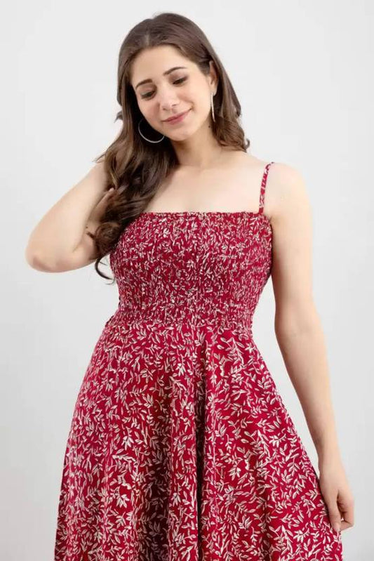 Sufiyana Ámour's Red Rayon Maxi Dress for Females